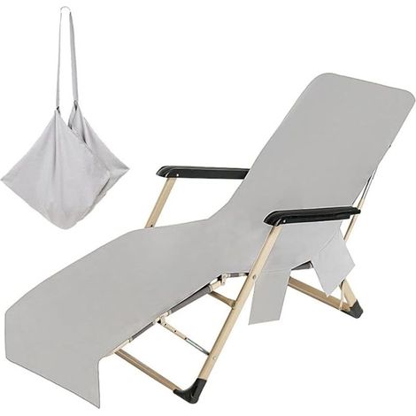Housse De Chaise Longue – Serviette En Microfibre Pour Chaise Longue De Piscine, Chaise Longue D'extérieur Pour Jardin, Plage, Hôtel, Terrasse, Chaises De Piscine Gris