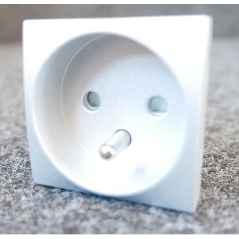 Prise 2P+T 16A fixe a 90° couleur aluminium mecanisme 45x45mm sans support ni plaque ALTIRA