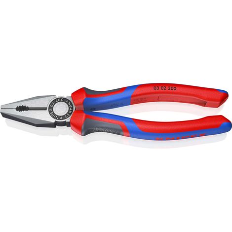 KNIPEX 03 02 200 SB Combination Pliers with comfort handles black atramentized 200 mm