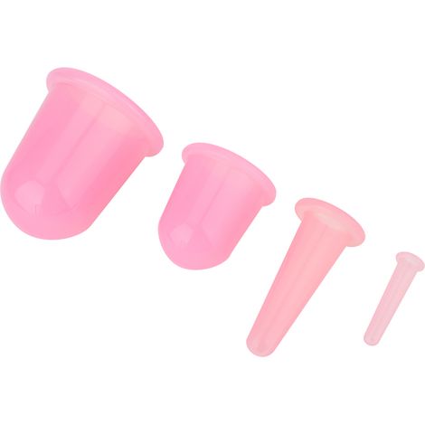 Lot de 4 ventouses massage visage anti-âge, lifting et raffermissement peau, thérapie soin à domicile (Rose) (1/5)