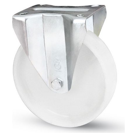 1PZ RUOTA FISSA PER CARRELLI NYLON art.118BIS/A mm. 80-piastra mm.100x85