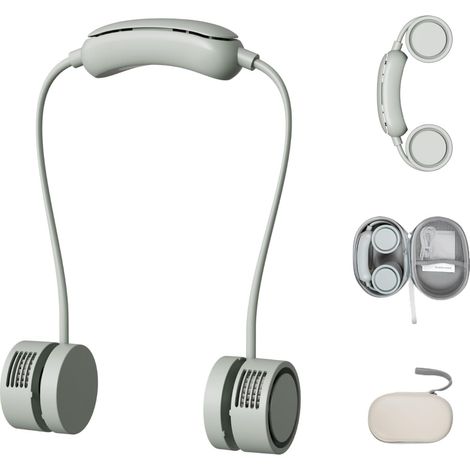 Ventilateur de cou,ventilateur portable sans pales à refroidissement instantané,ultra-léger et super silencieux,mains libres,avec 3 vitesses réglables