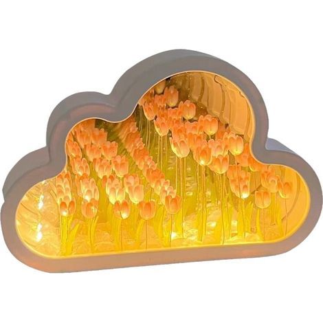 Lampe de table/de chevet 2 en 1 Cloud-Tulip avec miroir et miroir intégré, lampe de chevet LED en forme de tulipe (1/4)