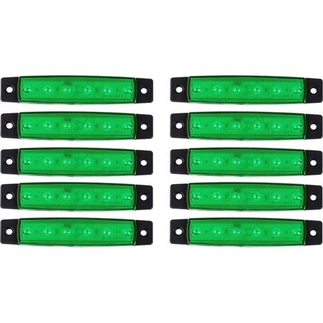 10 pcs Feux de Gabarit LED Vert 24V 6 pcs SMD Position Latéral Feux Latéraux Pour Camions et Poids lourds