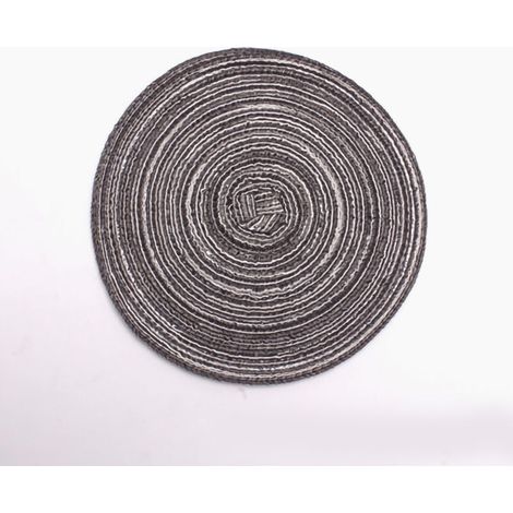 4PCS Round Coaster Set Scalding Heat Insulation Dish Mats Woven Decorative Dining Table Bowl Mat Dark Gray Diameter 36cm / 14.2in (1/5)