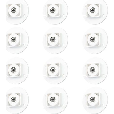 12 ruedas de transferencia autoadhesivas de plástico sólido con bola giratoria de 360 grados para estantería inferior y cubo de basura. (1/5)