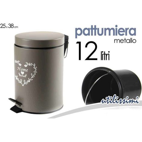 Kaela - Pattumiera Portaspazzatura 25x38cm 12lt Deluxe Cuore Home Moderno Tortora 664489 - (1/2)