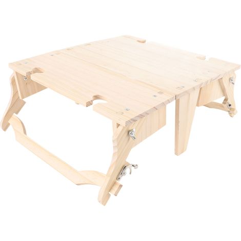 Table pliante de pique-nique en bois, style vintage, 2 en 1, avec porte-verres à vin et finition grain de bois. (1/5)