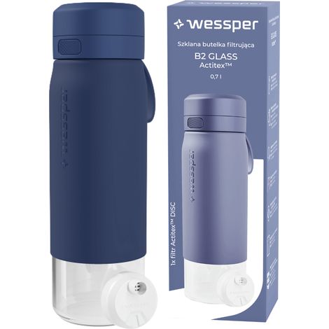 Botella de vidrio Wessper con filtro WES270-700-BL Azul 700 ml (1/5)
