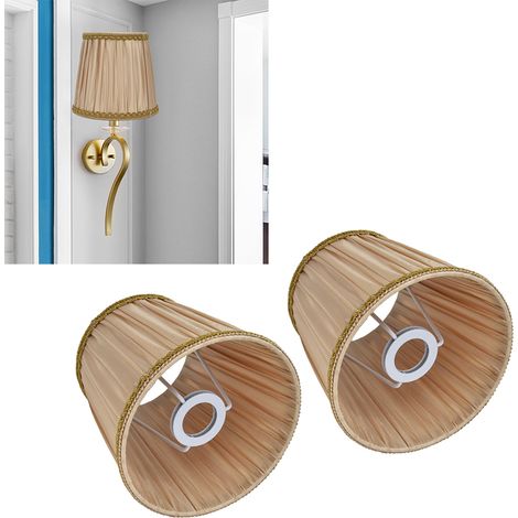 Lampenschirm aus Stoff, europäischer minimalistischer Stil, goldplissiertes Design, geeignet für Lampen mit E14-Fassung, Stehlampen, Tischlampen, Pendelleuchten und Wandleuchten. (1/5)