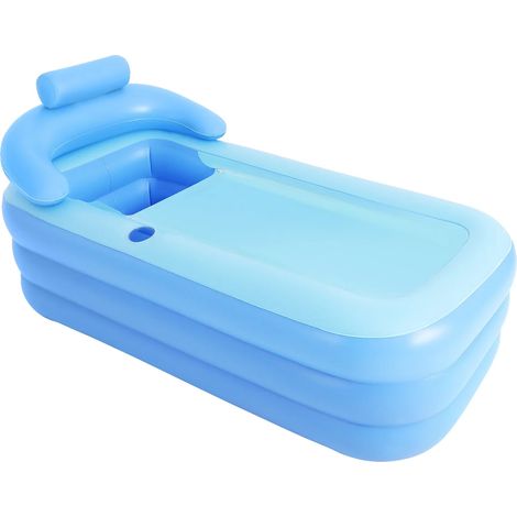 Baignoire Gonflable, Design Confortable, Portable et Pliable, Bleu (1/2)