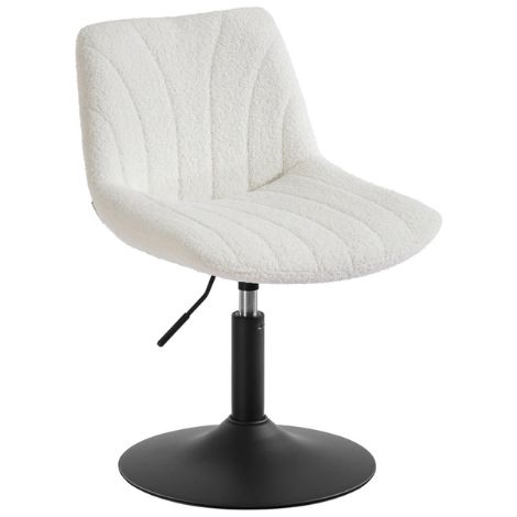 Chaise de coiffeuse avec dossier rotatif 46,5 x 43 x 77,5 cm assise réglable ergonomique style moderne en tissu blanc crème (1/2)