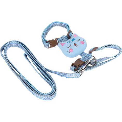 Harnais anti-perte pour chat avec laisse, harnais réglable anti-fugue pour animaux de compagnie, idéal pour les promenades (bleu) (1/5)