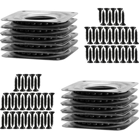 Lot de 10 Plateaux Rotatifs Carrés de 71 mm, en Métal, Roulements à Billes, Rotation à 360 Degrés, Pivotement Lazy Susan avec vis pour Étagère de Cuisine, Support TV, 30 kg, Argent (1/5)