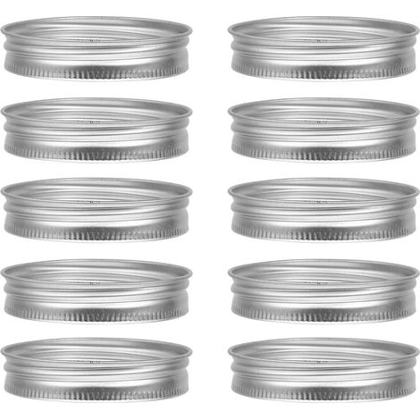 24 anneaux de fermeture à vis argentés de 70 mm en fer-blanc, à ouverture standard, pour la mise en conserve et le stockage des aliments. (1/5)