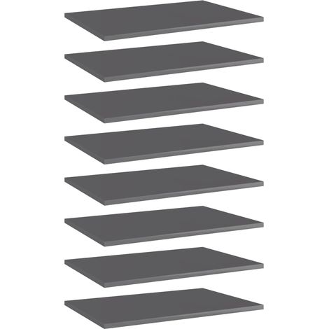 Panneaux bibliothèque solide pour Rangment/stockage,Panneau de remplacement 8 pcs Gris brillant 60x40x1,5cm Aggloméré - DH91556 (1/5)