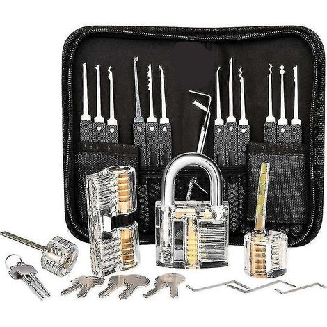 Set di grimaldelli, set da 25 pezzi, strumento di pratica con 3 serrature trasparenti (1/3)