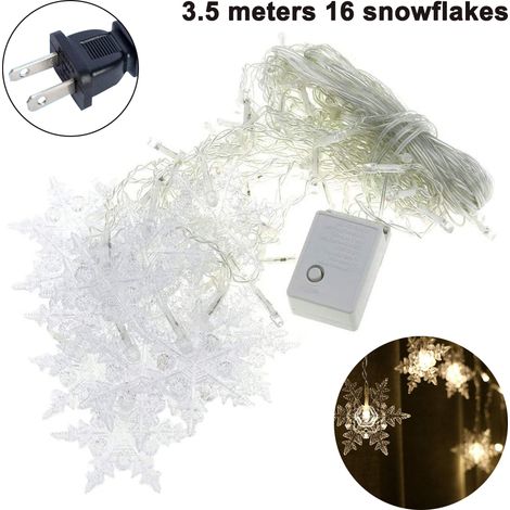 Guirlande Lumineuse Flocon De Neige - 3,5 M - 96 LED - Blanc Chaud - Pour Décoration Intérieure Et Extérieure - 8 Modes - Alimentation Secteur (1/5)