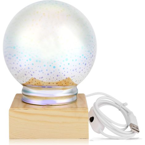 3 styles de veilleuses LED 3D en verre en forme de boule, lampe USB, cadeau, décoration de bureau, feux d'artifice (1/5)