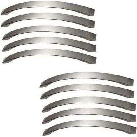 Paquet de 10 poignées de meubles minimalistes modernes - Chrome - Poignées de porte en nickel brossé Poignées de tiroir d'armoire de cuisine en acier inoxydable Distance du trou de montage 160 mm (1/4)