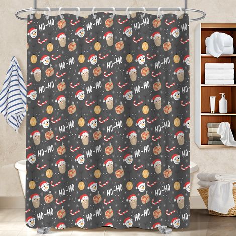 Ensemble rideau de douche polyester avec anneaux 180x180 poids lesté bâche de douche pour préparer la maison avant l’arrivée d’invités (1/5)