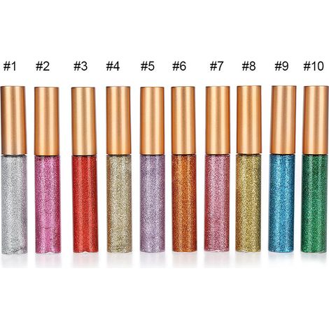 10 Nuances Pailletées Eyeliner Diamant Liquide Métallisé Brillant Maquillage Yeux (1/5)