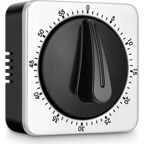 Minuteur de Cuisine, Boîtier 100% Mécanique en Acier Inoxydable, Minuteur Aimanté Aucune Pile Requise, Timer Cuisine avec Alarme Forte - 60 Minutes, Minuteurs pour Ecoles et Salles de Classe (1/5)