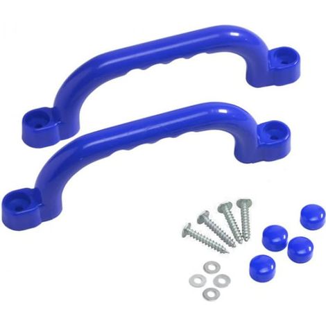 Lot de 5 poignées de sécurité - Plastique HDPE robuste - Prise ergonomique antidérapante - Pour cabanes et murs d'escalade - Bleu - Installation extérieure et intérieure (1/5)