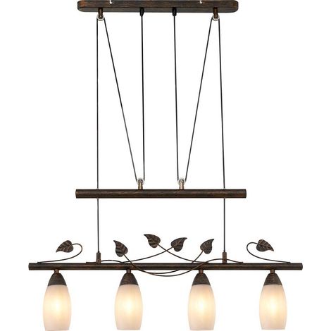 Zugpendelleuchte Hängelampe Esszimmerlampe Höhenverstellbar Glas Alabaster rost (1/2)