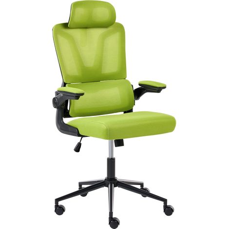 Sedia da ufficio con seduta in ecopelle e schienale in rete altezza regolabile verde Kryos