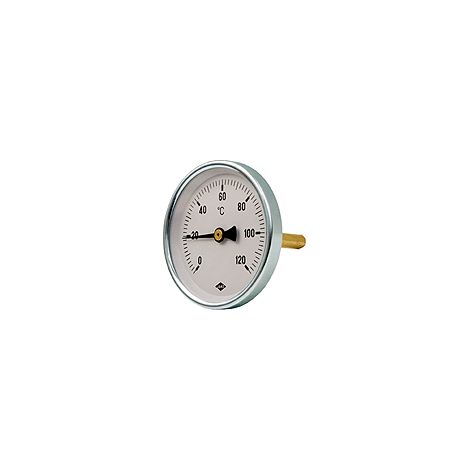 Bimetallthermometer 1/2"hinten 63mm Schaftl.100mm 0-60°