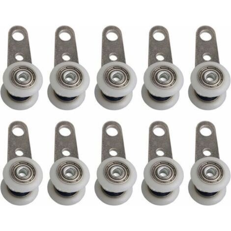 Accessoire de porte coulissante--Lot De 10 Roulettes Pour Baies Vitrées Ou Portes Coulissantes - En Métal Et En Plastique - 4,5 X 1,9 Cm