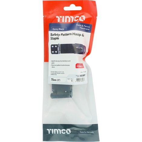 TIMCO Hasp & Staple Safety Pattern Black - 3"