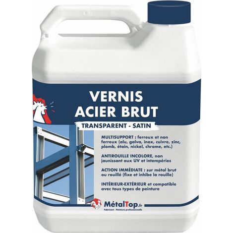 Vernis Acier Brut - Pot 5 L    - Incolore - Metaltop