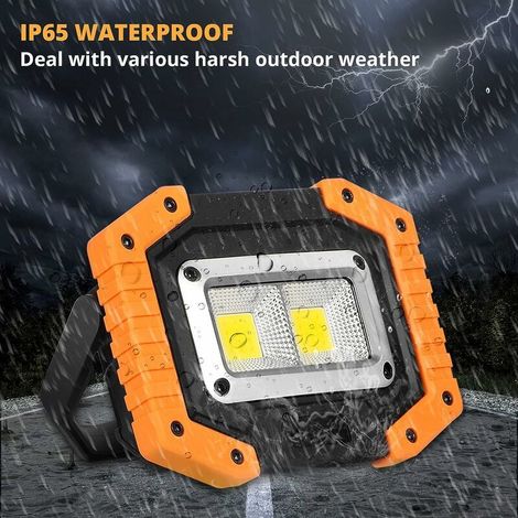 LED-Arbeitsleuchten, USB-wiederaufladbar, 30 W, 2000 lm – Außenbeleuchtung mit 4 x 18650-Akkus, IP65 wasserdicht, ideal zum Wandern und Campen (1/4)
