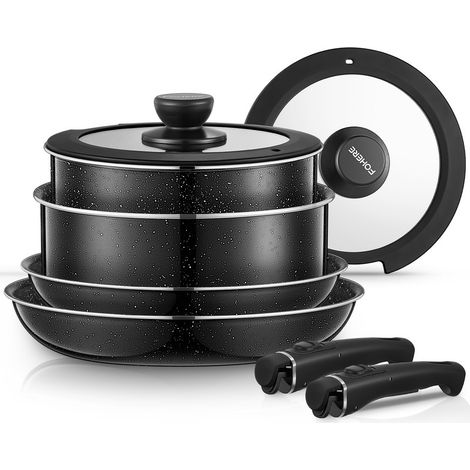 FOHERE Set Poele et Casserole Induction 8 Pièces, Aluminium