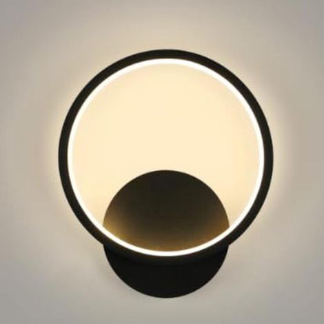 Applique Murale Intérieure Moderne,12W 1350LM,Lampe Ronde 3000K Blanc Chaud pour Chambre,Salon,Salle de Bain,Couloir,Escalier,Noir,Ø20cm (1/5)