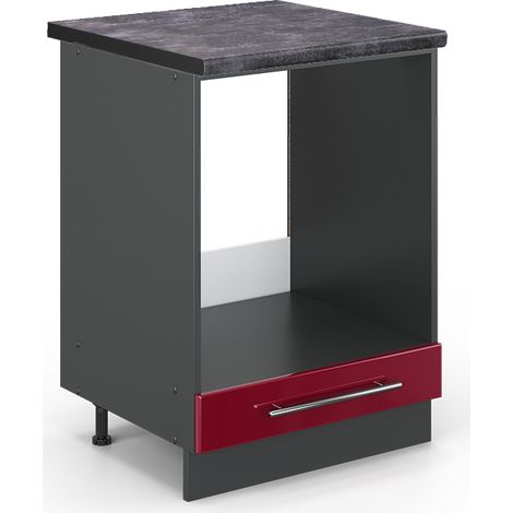 Armario para horno empotrado Fame-Line, Rojo Burdeos alto brillo, 60 cm , ET Antracita, Vicco (1/5)