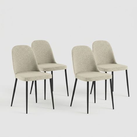 Lot de 4 chaises de salle à manger rembourrées en tissu avec pieds en métal Corvina - Beige