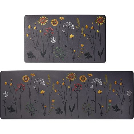 Tapis De Sol En Pvc - Anti-dérapant Antihuile Essuyable Lavable - Pour Cuisine Entrée Balcon - 2 Pièces 44 X 120 Cm Et 44 X 74 Cm (1/5)