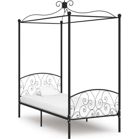Bed Frame Black Metal Single Classic/Traditional Bed Frame vidaXL (1/5)