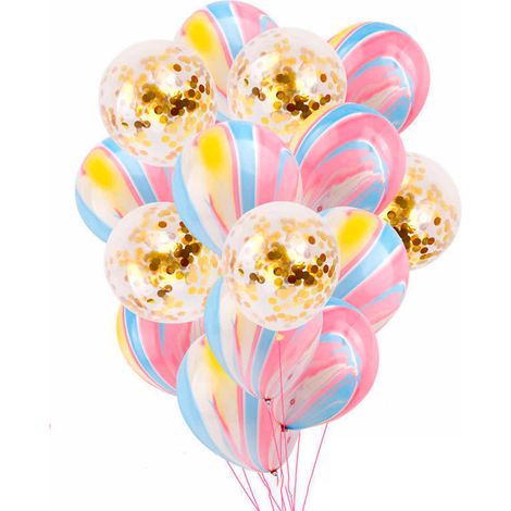 Lot de 15 ballons de fête, ballons à confettis, décorations de ballons de 30 cm