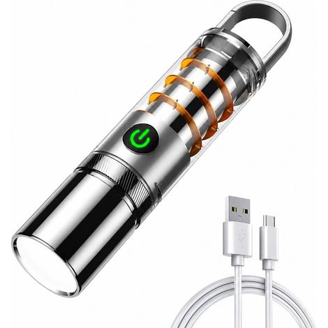 Lampe torche puissante, 600 lumens, 5 modes d'éclairage, portée de 200 m, mise au point réglable, étanche IP55 (1/5)