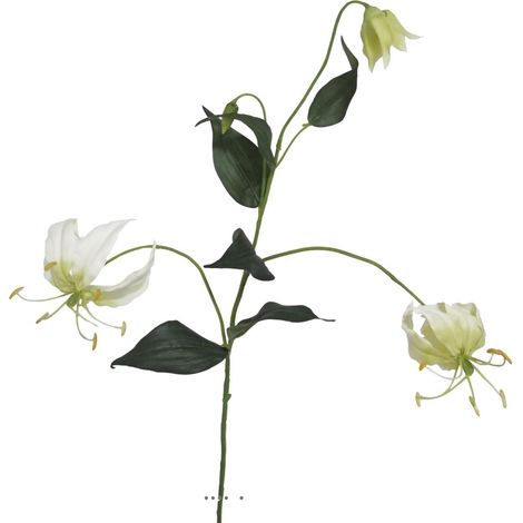 Lys gloriosa artificiel crème 2 fleurs 1 bouton H 78 cm superbe - couleur: Crème (1/3)