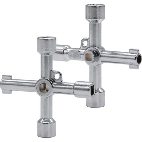 Clé triangle universelle 4 voies multi-fonctions en alliage pour armoire gaz électrique ascenseur compteur avec tournevis (1/5)