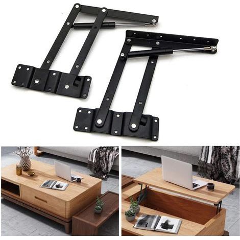Pair Coffee Table Spring Hinge 50kg/100lb, Folding Coffee Table Desk Lift Up Mounting Frame, Rustproof, Durable and Sturdy for Home Office