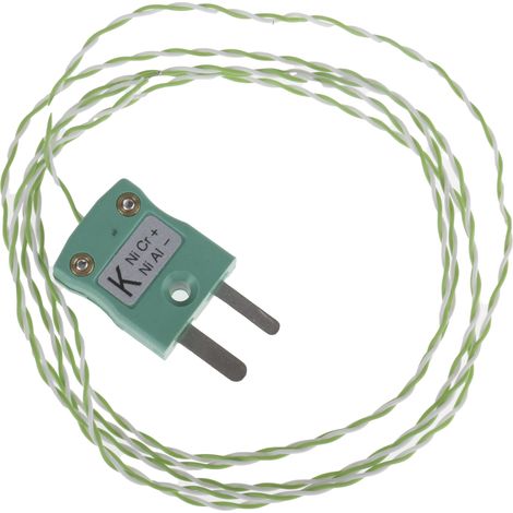 Thermocouple type K Ø 1/0.2mm, L 1m, +250°C max à Fiche mâle miniature ( Prix pour 1 ) (1/3)