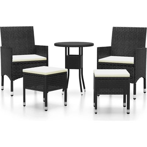 Maison Exclusive - 5-tlg. Garten-Lounge-Set Poly Rattan Schwarz (1/5)