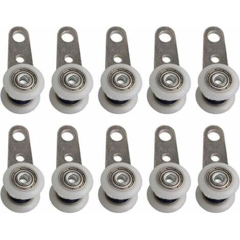 Lot De 10 Roulettes Pour Baies Vitres Ou Portes Coulissantes - En Mtal Et En Plastique - 4,5 X 1,9 Cm,