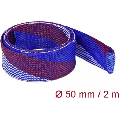 Delock Funda trenzada estirable 2 m x 50 mm, color azul-rojo-blanco